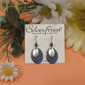 Silver Forest Blue and Silver Earrings